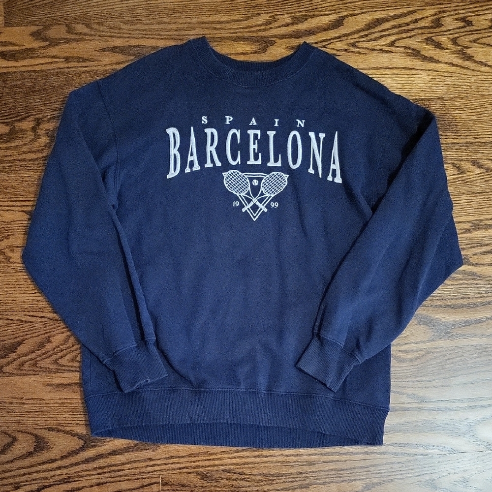 Hollister Navy Barcelona Graphic Crewneck